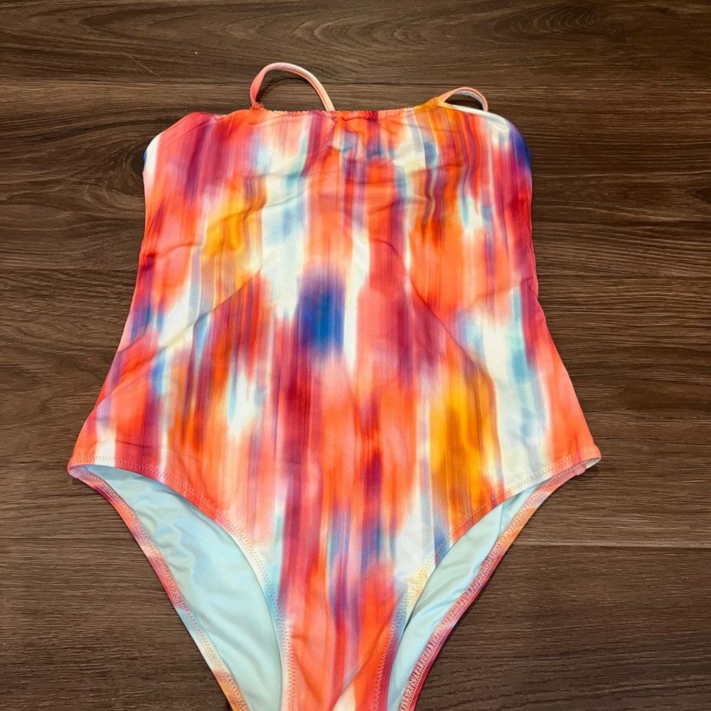 Vilebrequin Orange and Blue One Piece Swimsuit with Dynamic Design